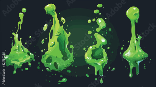 Green toxic liquid splash. Cartoon vector illustration