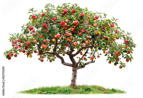 A tree of ripe apples branch isolated on white plane background