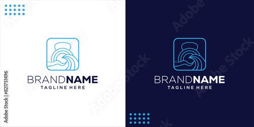 Creative Kettlebell Logo With Waves, Design Inspiration, Illustration, Vector