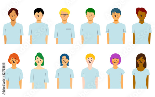 若い多国籍の人々のセット