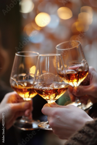 Friends raising a toast glasses of wine