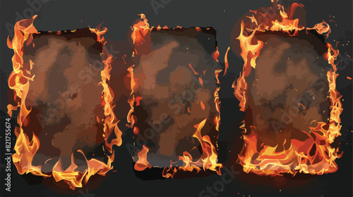 Isolated burn paper page edge with fire vector effect