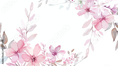 Pink floral wreath with watercolor for wedding birthd © Nova