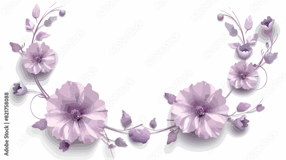Pale purple embelliished floral frame isolated on white