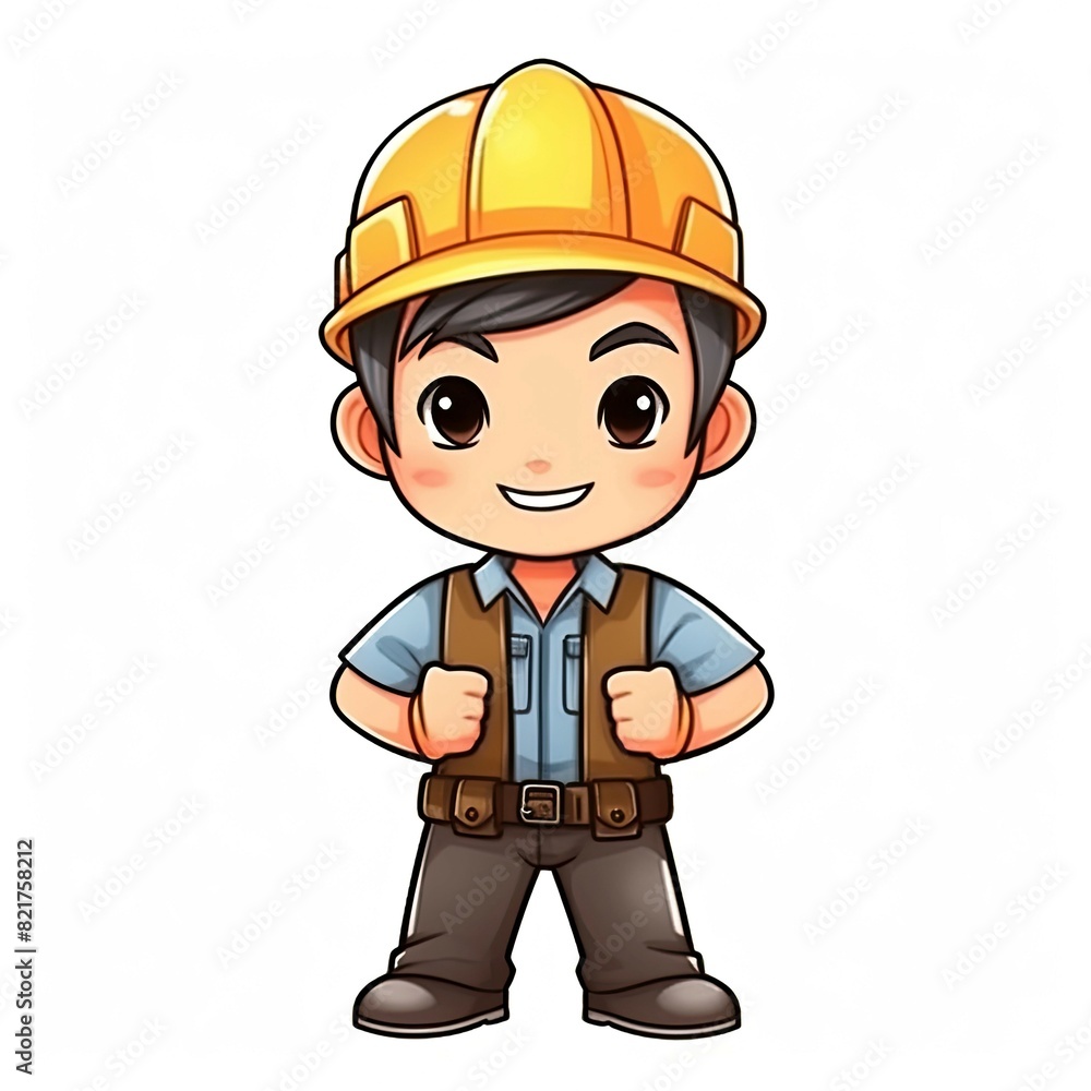Art illustration Character cute worker isolated background Art illustration Character cute worker isolated background