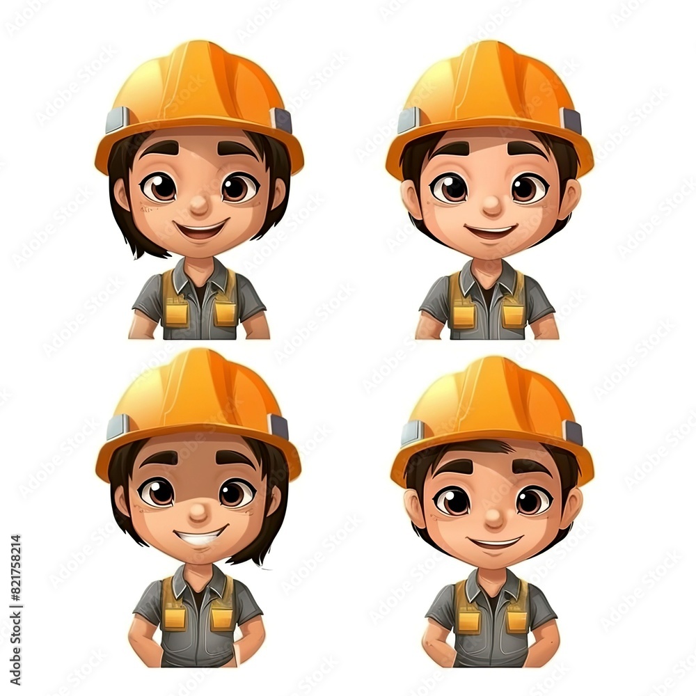 Art illustration Character cute worker isolated background Art illustration Character cute worker isolated background