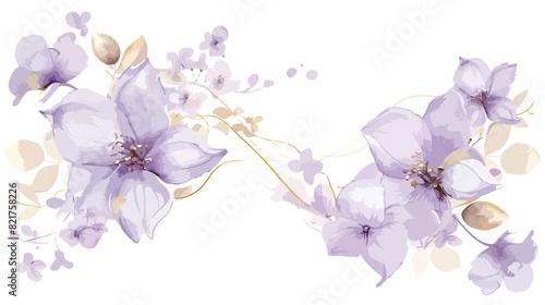 Pale purple embelliished watercolor floral golden fra photo