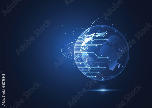 Global network connection. World map point and line composition concept of global business. Vector Illustration