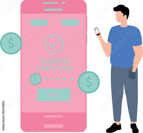 Guy is transferring money online.