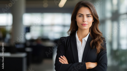 Free Download Young businesswoman standing confidently at office - GFXLoad