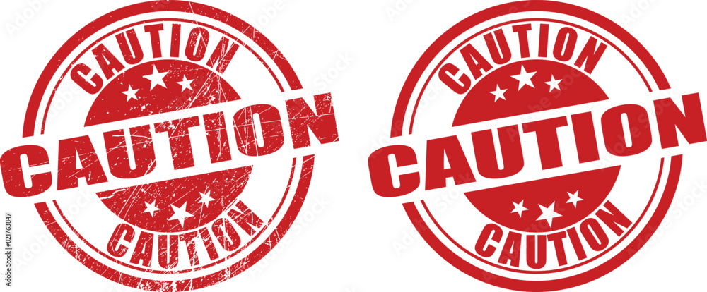 Caution retro stamp, seal vector design Caution retro stamp, seal vector design