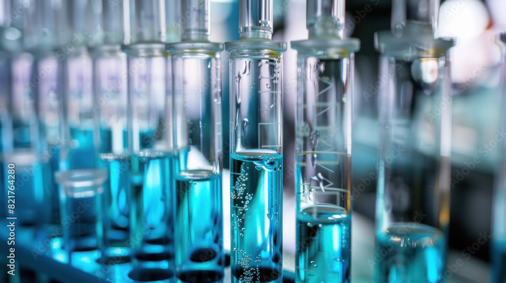 close-up of Medical test tubes with liquid in the laboratory close-up of Medical test tubes with liquid in the laboratory