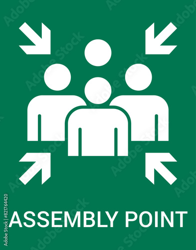 Emergency evacuation assembly point sign. Assembly point icon. Safety Signs. Evacuation Plan. Vector illustration