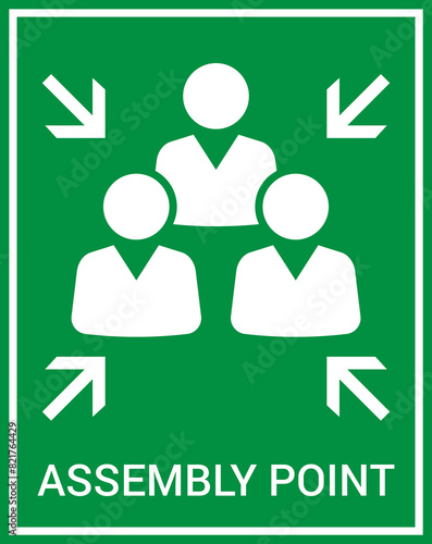 Emergency evacuation assembly point sign. Assembly point icon. Safety Signs. Evacuation Plan. Vector illustration