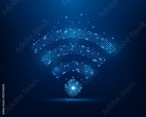 wifi network technology communication dot on blue background. wireless global sign concept. vector illustration fantastic hi-tech design.