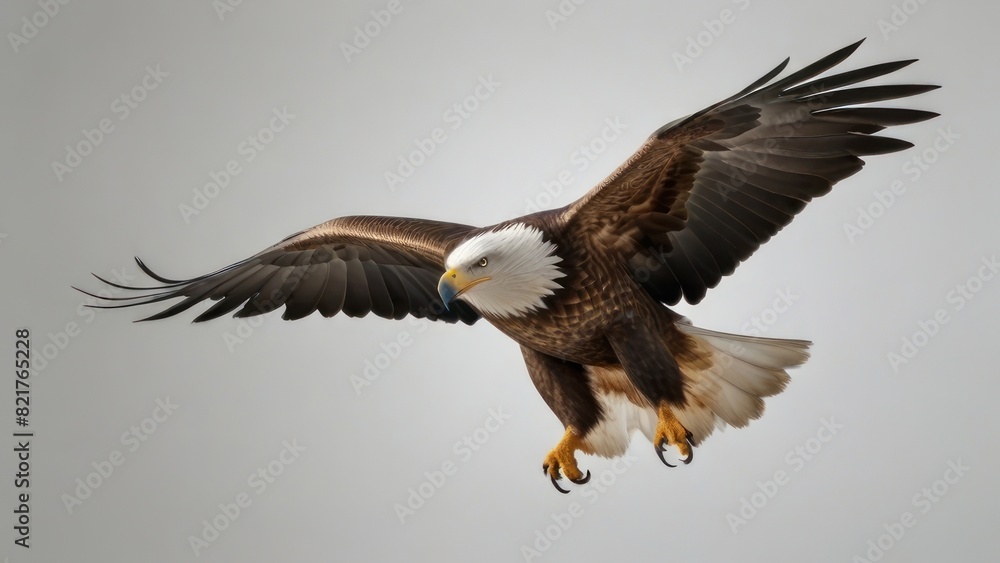 Fototapeta premium Eagle fly in snow Mountain Sit on Branch