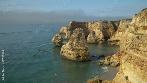 Amazing view of the most famous Marinha beach in Algarve, southern Portugal