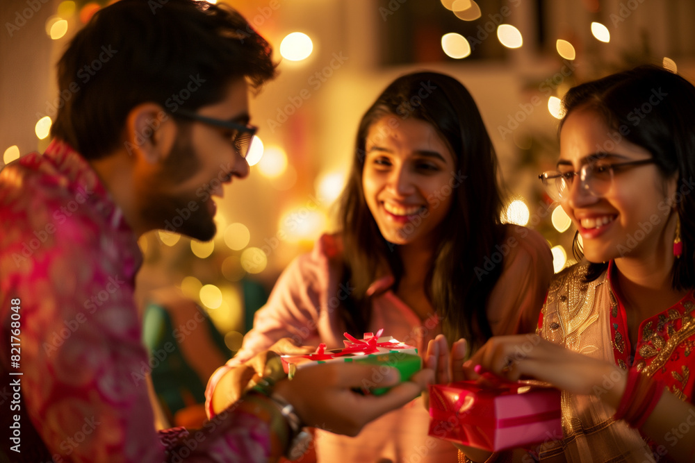 the excitement of the friends exchanging small gifts, showcasing the love and appreciation they have for each other the excitement of the friends exchanging small gifts, showcasing the love and appreciation they have for each other