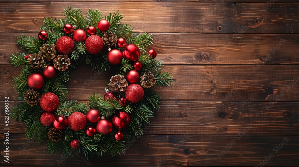 Vibrant Christmas Wreath with Copyspace for Festive Winter Holiday Concept Vibrant Christmas Wreath with Copyspace for Festive Winter Holiday Concept