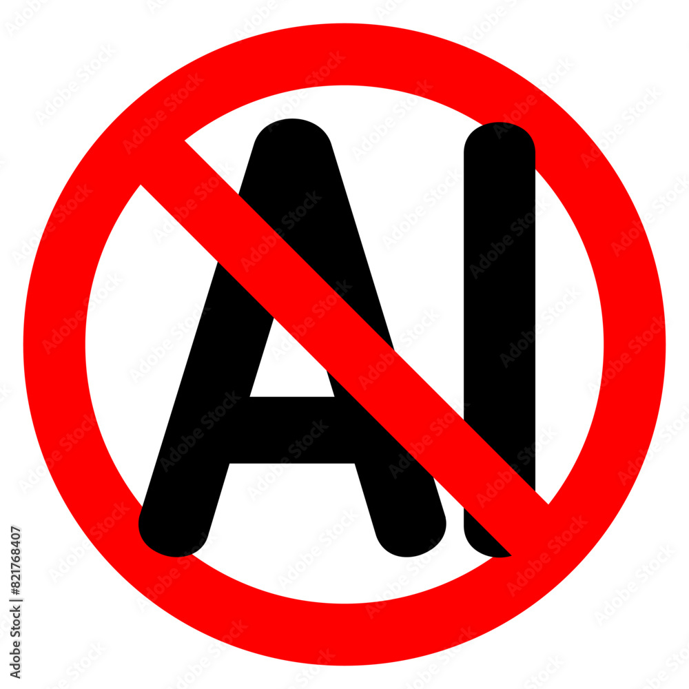 AI Prohibition Sign Isolated On A Transparent Background Red Crossed AI Prohibition Sign Isolated On A Transparent Background Red Crossed