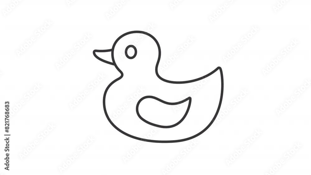 Animated rubber duck icon. Bath toy line animation. Bird wing swings. Shower accessory, entertainment. Black illustration on white background. HD video with alpha channel. Motion graphic Animated rubber duck icon. Bath toy line animation. Bird wing swings. Shower accessory, entertainment. Black illustration on white background. HD video with alpha channel. Motion graphic