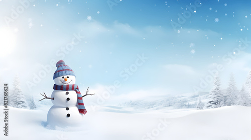 Happy snowman Winter landscape Me"Season's Greetings: Festive Snowman in Snowy Landscape - Merry Christmas & Happy New Year" rry christmas and happy new year greeting card,  © Muhammad