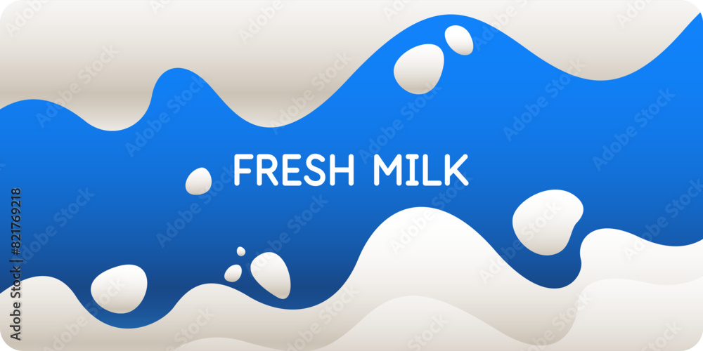 Modern poster fresh milk with splashes on a background. Vector illustration in flat minimalistic style Modern poster fresh milk with splashes on a background. Vector illustration in flat minimalistic style
