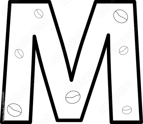 m coffee bean letter outline