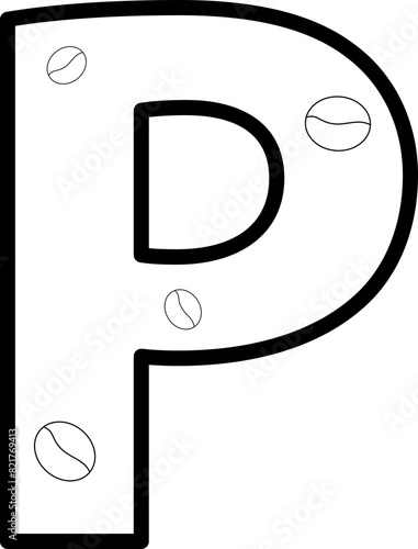 p coffee bean letter outline