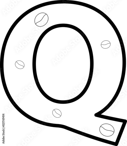 q coffee bean letter outline