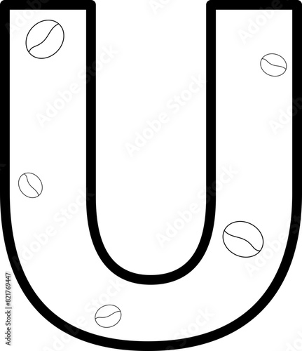 u coffee bean letter outline