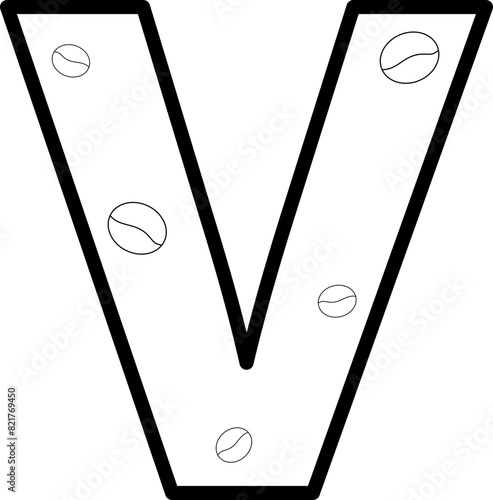 v coffee bean letter outline