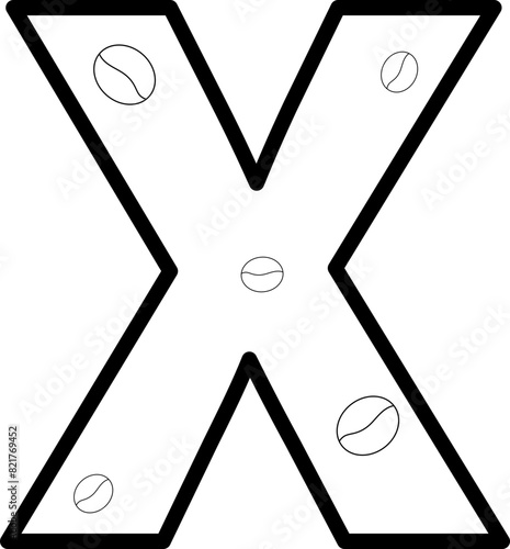 x coffee bean letter outline