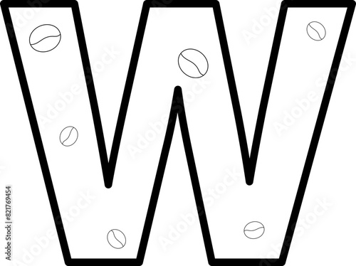 w coffee bean letter outline
