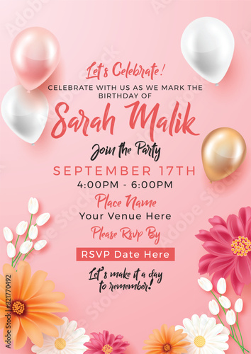 Birthday invitation using modern fonts and trendy colors makes it perfect in editable vector 
