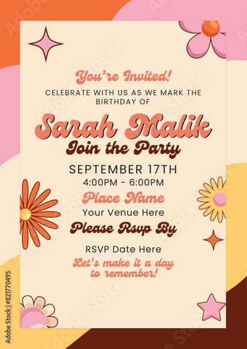 Birthday invitation using modern fonts and trendy colors makes it perfect in editable vector 