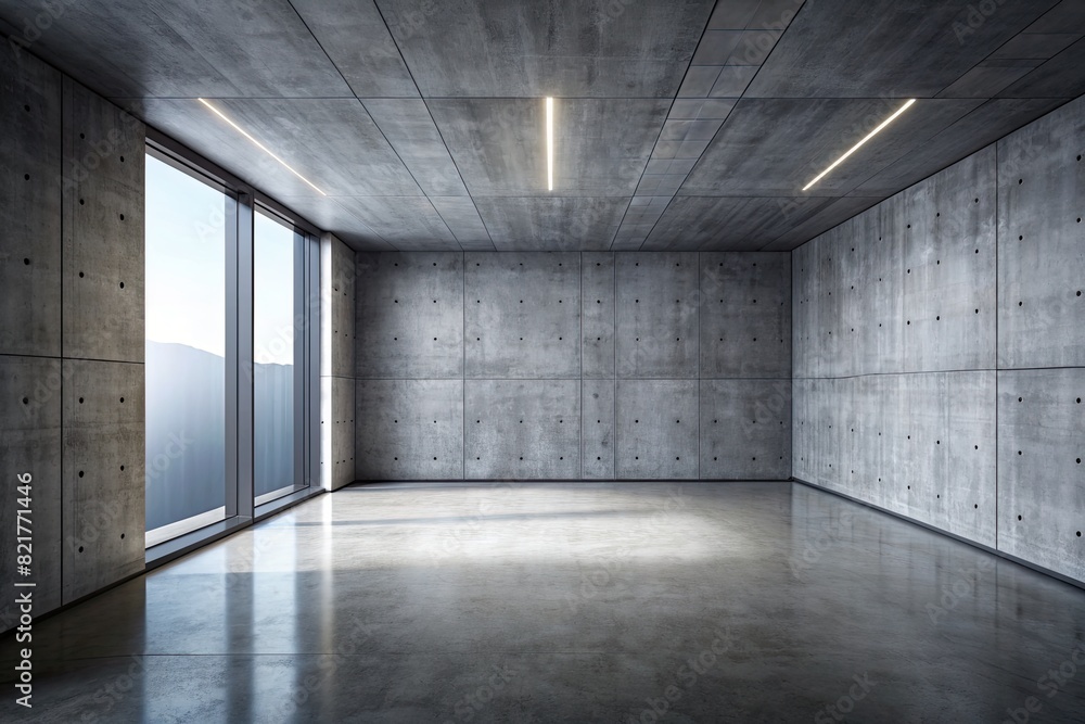 Empty modern room with concrete walls and floor Empty modern room with concrete walls and floor