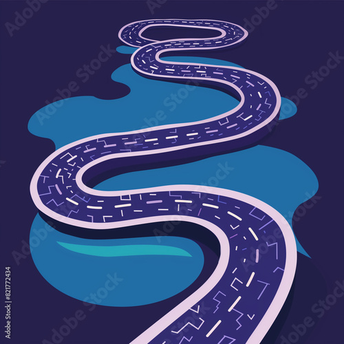 Wallpaper Mural Blueprint with an Expansive Path on Navy and Lavender Background Torontodigital.ca