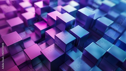 Fototapeta Naklejka Na Ścianę i Meble -  Abstract background with cubes in blue and purple colors