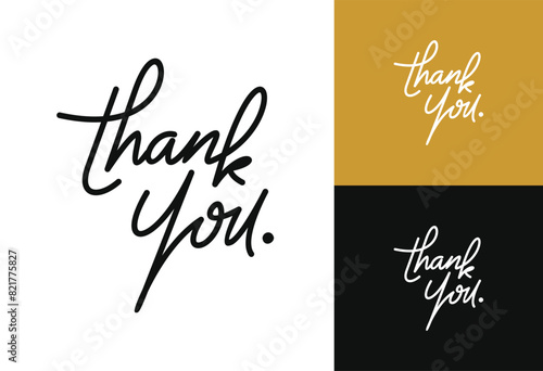 Thank You handwritten isolated on white background. Hand drawn lettering style, one line drawing, signature, calligraphy, elegant, monoline. vector