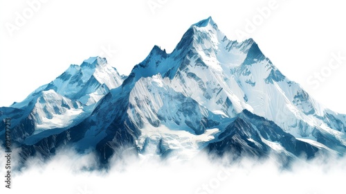 Cut-outs representing majestic mountain peaks with snow-capped summits