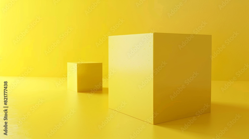 Yellow cube, abstract 3D rendering, geometric design Yellow cube, abstract 3D rendering, geometric design