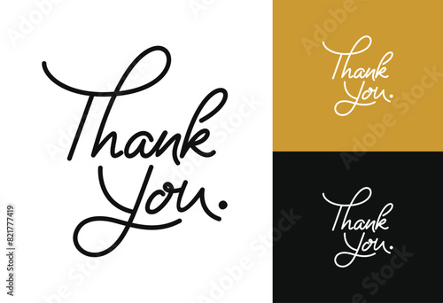 Thank You handwritten isolated on white background. Hand drawn lettering style, one line drawing, signature, typography, calligraphy, elegant, monoline. vector
