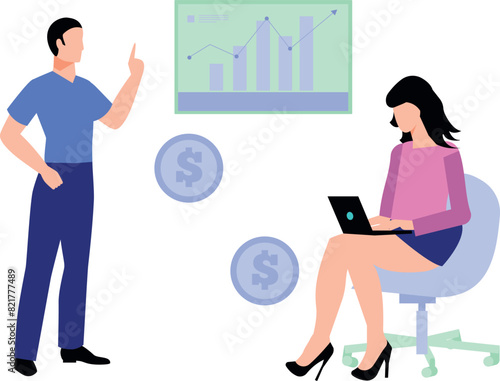 The girl is working on dollar analytics.