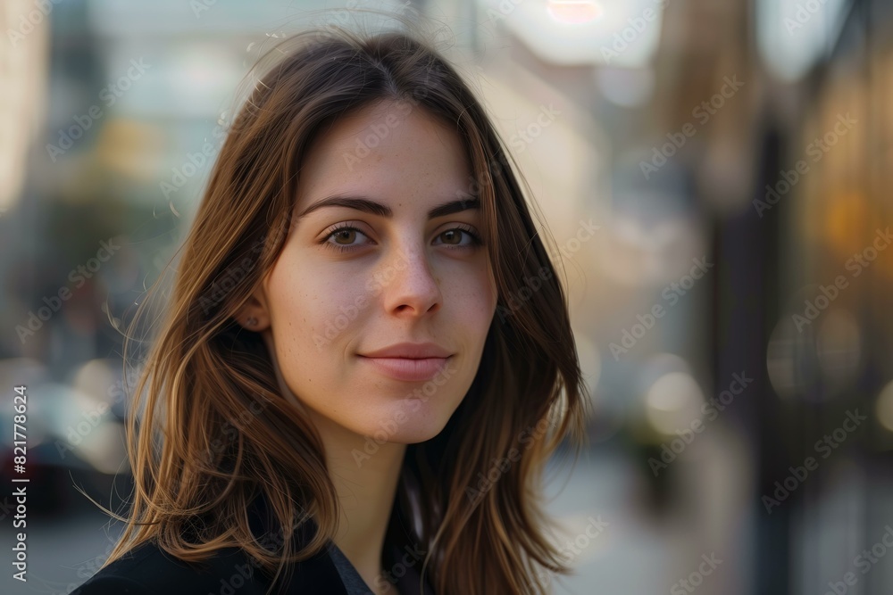 young professional woman, looking confident, outdoor urban setting, natural light young professional woman, looking confident, outdoor urban setting, natural light