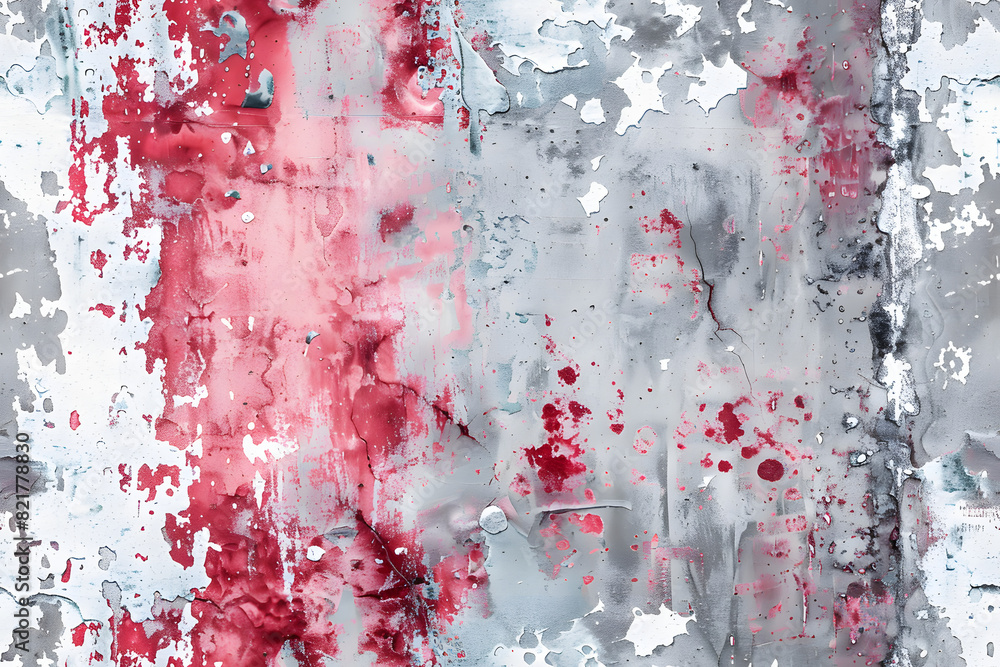 Fototapeta premium grunge background texture with red paint spatter and silver white and gray grungy textured design old antique or vintage painted metal AI