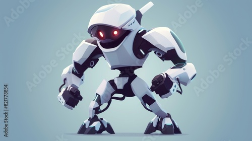 An artificial intelligence robot on a cartoon modern background. Robot development.