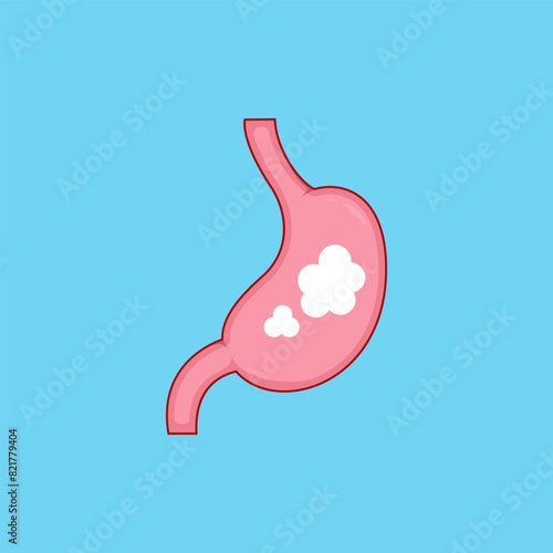 bloating stomach feeling with gas cartoon vector illustration