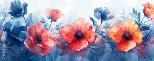 Flowers in the style of watercolor art vector