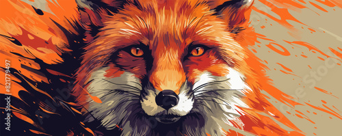 Fox portrait. vector simple illustration